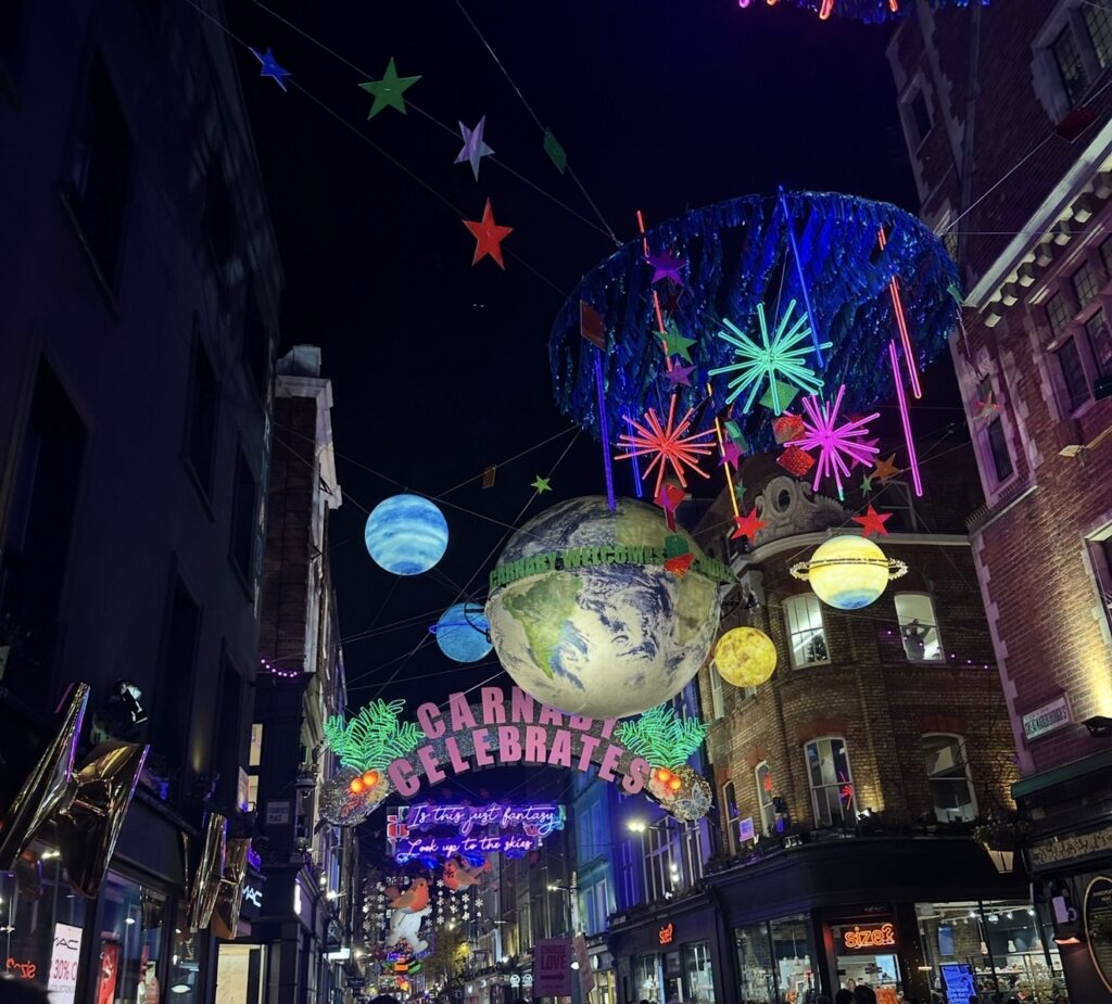 London Christmas Lights 2025 Carnaby Street display at night
