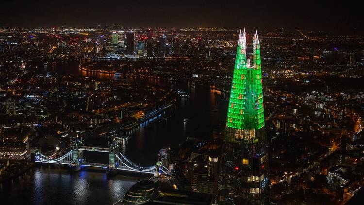 London Christmas Lights 2025 The Shard view at night